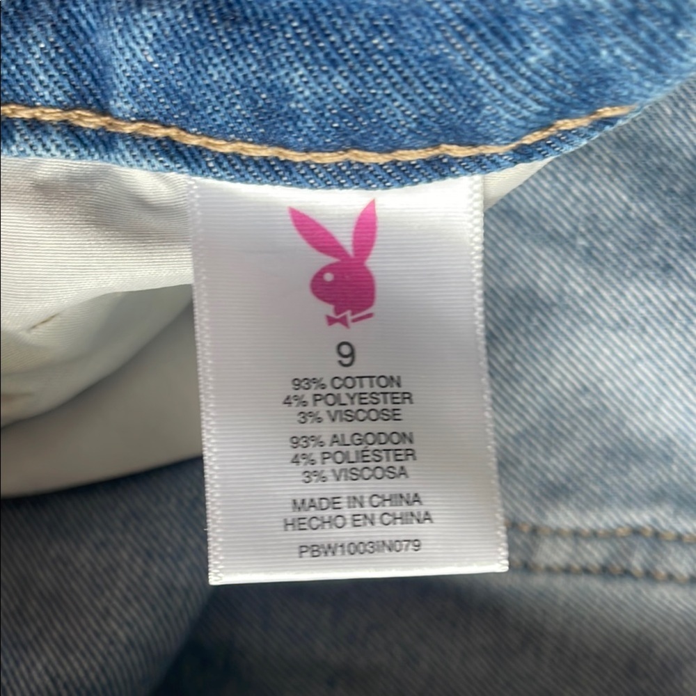 Playboy Women's Blue Graphic Baggy Jeans Sz 9 - Picture 5 of 12